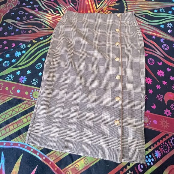 Lauren Ralph Lauren Dresses & Skirts - VTG Ralph Lauren Plaid Mid-length Gold Button-trimmed Size Medium Skirt